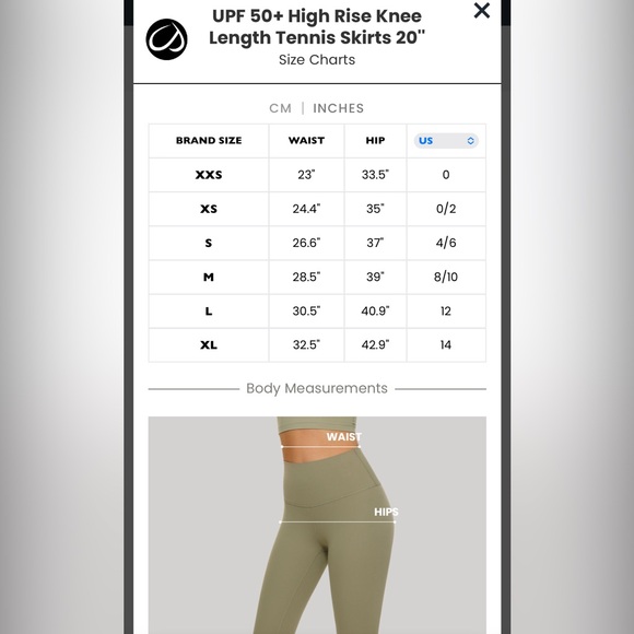 UPF 50+ High Rise Knee Length Tennis Skirts 20'' - Picture 8 of 8